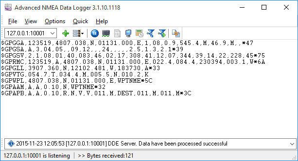 Click to view Advanced NMEA Data Logger 3.1.12.307 screenshot