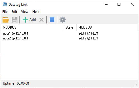 Datatag Link Main Window With Connected MODBUS Items