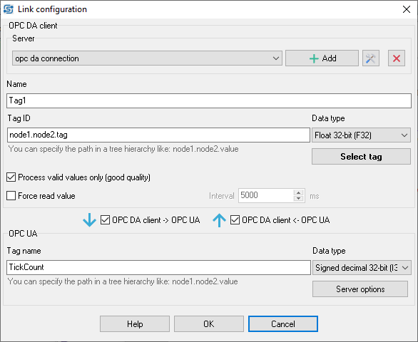 OPC tags mapping