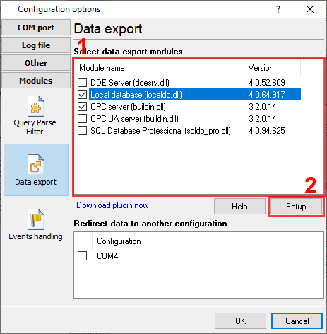 Enabling the Local database plugin