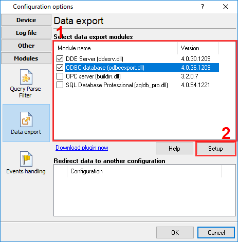 The module for writing data to the database