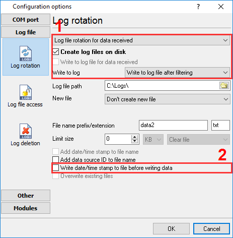 Configure logging to the input log file