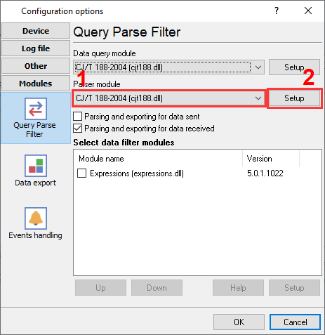 Selecting the CJ/T 188 parser plugin