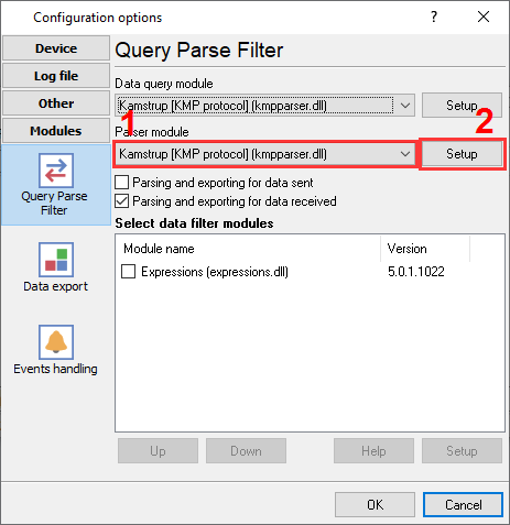 Selecting the Kamstrup [KMP protocol] plugin