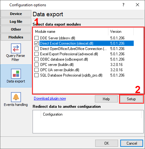 Enabling the Direct Excel Connection plugin