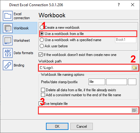 Configuring the Excel document settings