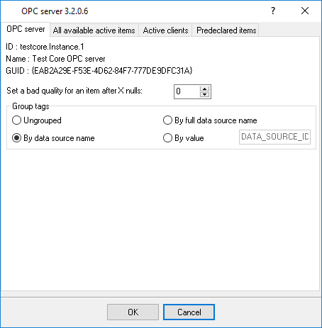 OPC server parameters