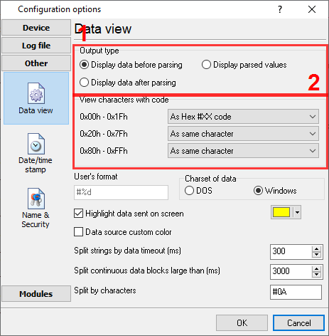 Data view mode settings